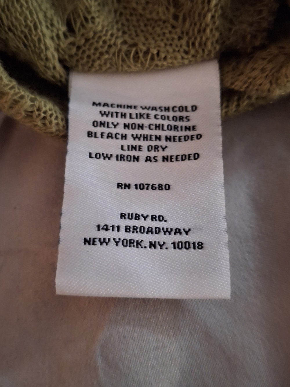 Ruby Rd. Lightweight Olive Crochet Open-Front Cardigan - Picture 6 of 6